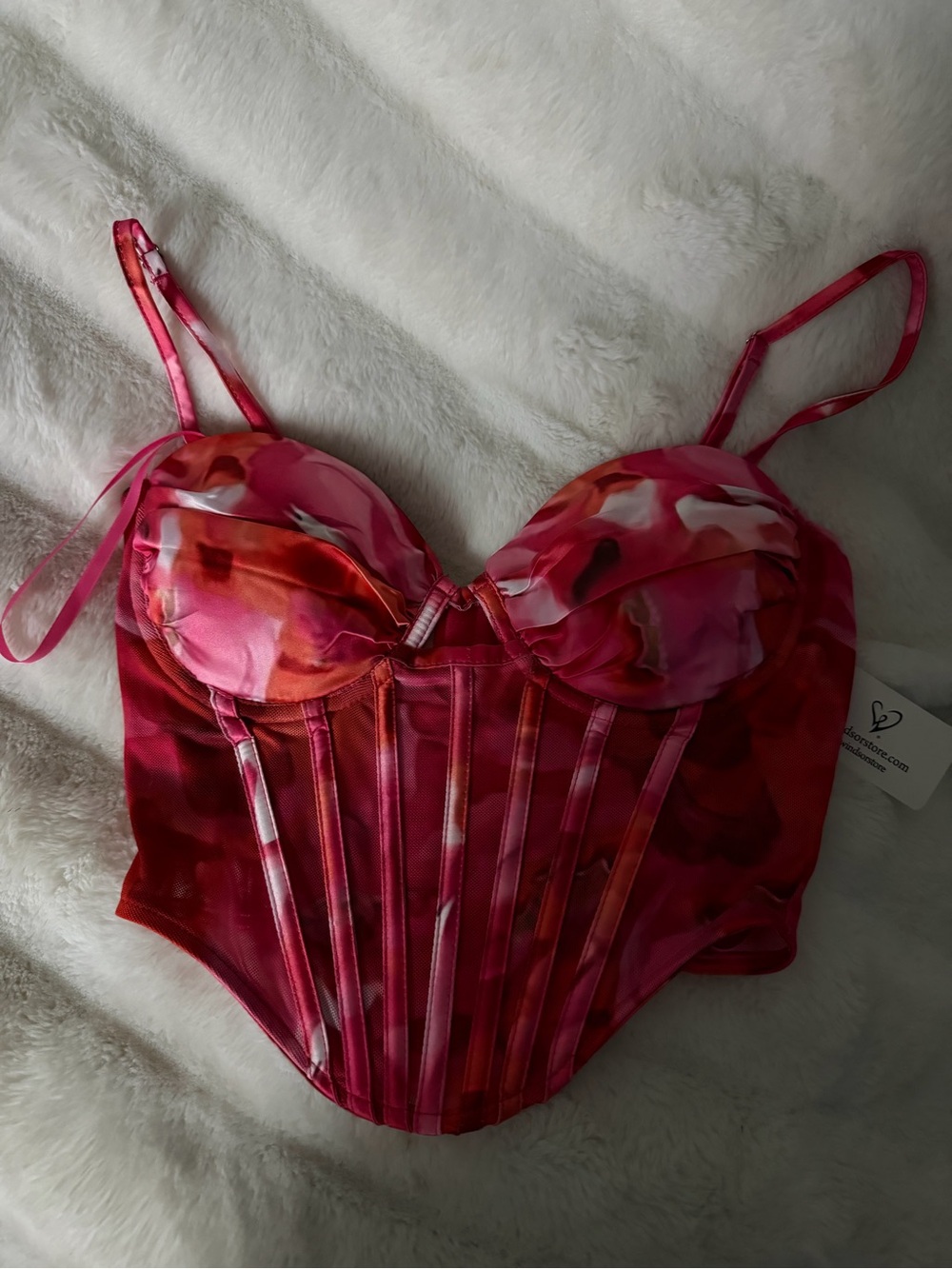 Windsor Pink and Red Floral Bustier Crop Top